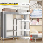 Canvas Wardrobe Multifunctional Wardrobes for Bedroom Portable Wardrobe Shelves Wardrobe Storage Organiser Fabric Wardrobes with Hanging Rails Fabric Closet Folding Wardrobe