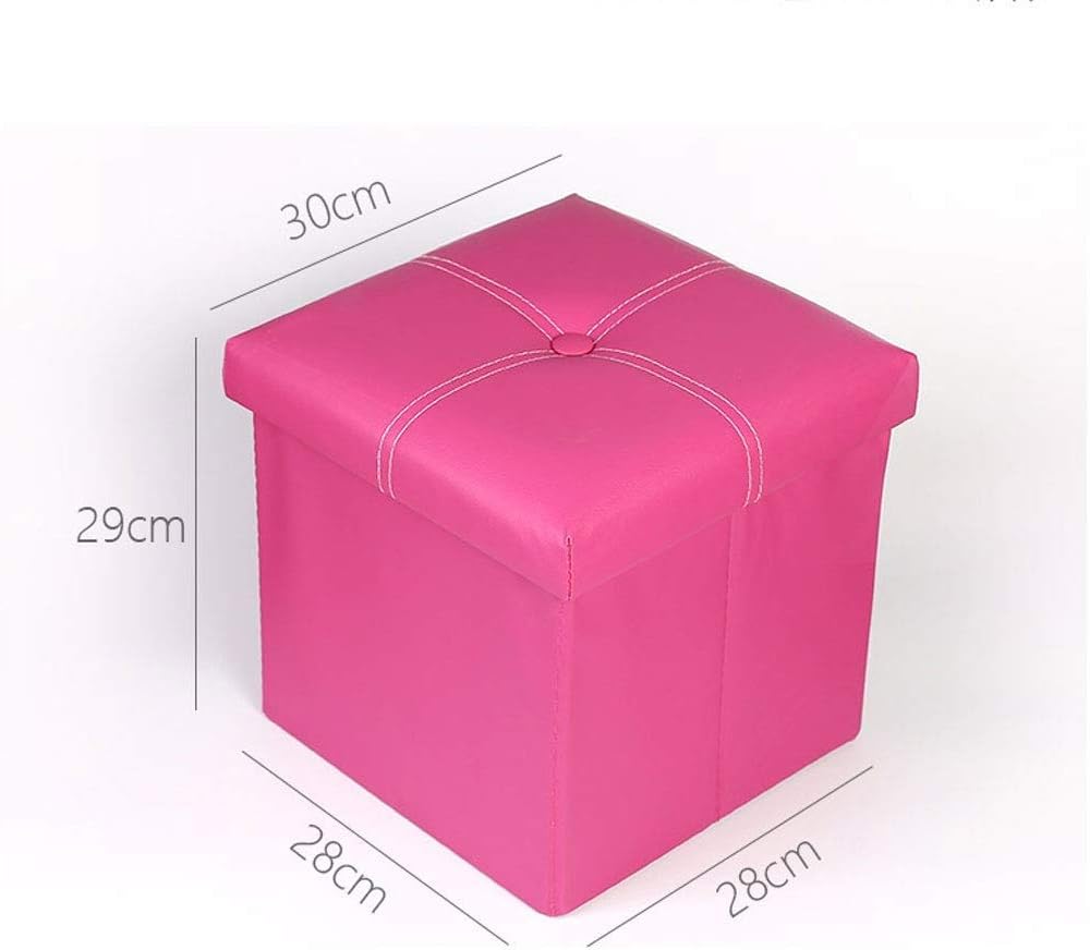Storage Stool Footstool PU Padded Seat n Chair Storage Toy Shoes Home Footrest Footstool Comfortable and (Color : Pink)