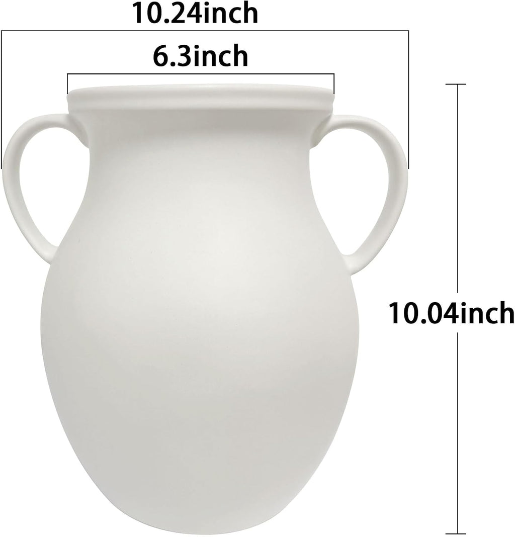 Nordic Minimalist 10 Inch Tall White Ceramic Vase, Modern Flower Vase for Dried Pampas Grass and Fresh Bouquets, Elegant Tabletop Centerpiece for Living Room, Shelf, or Entryway Decor