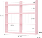 Kids Bookshelf, 8-Tier Bookshelf with Stuffed Animal Storage, Wooden Kids Bookcase and Toy Storage Organizer, Anti-Tipping Wall-Leaning Book Shelf for Kids Room, Playroom, Classroom. Pink