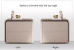 Solid Wood Small Bedside Tables for Spaces Modern Nightstand with 2 Drawers, Bedside Table with Leather, Fashion Night Stand for Bedroom, No Assembly Required(Brown Left,19.6*in)