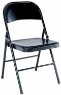 Black Steel Double-Braced Folding Chair, Heavy Duty Metal Chair