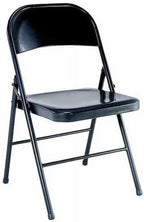 Black Steel Double-Braced Folding Chair, Heavy Duty Metal Chair