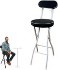Modern White Folding Breakfast Kitchen Bar Stool with Backrest and Footrest Counter Height High Chair(Black+White,65cm/26inch)