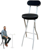 Modern White Folding Breakfast Kitchen Bar Stool with Backrest and Footrest Counter Height High Chair(Black+White,65cm/26inch)