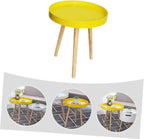 VALICLUD Nordic Style Mini Round Decorative Sofa Side Table with Yellow Wood Top, Compact Creative Small Household End Table for Living Room and Balcony Use