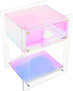 Acrylic Side Table Cabinet, End Table Record Player Table with Storage Shelf, Clear Side Table Nightstand for Living Rooms Bedrooms Offices, Etc (Colorful)