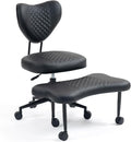 Meditation Chair Ergonomic Cross-Legged Seating Chair with Lumbar Support Height-Adjustable Cushion Beige - Comfortable Posture for Office Work Study and Meditation (Black PU-1)