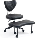 Meditation Chair Ergonomic Cross-Legged Seating Chair with Lumbar Support Height-Adjustable Cushion Beige - Comfortable Posture for Office Work Study and Meditation (Black PU-1)