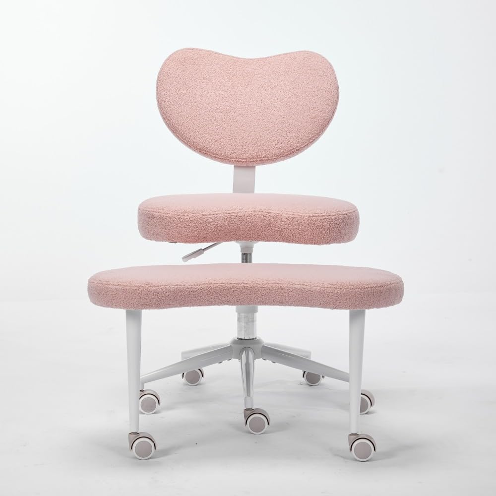 Saiveina Meditation Chair Plus, Cross Legged Chair with Wheels, ADHD Chair, Criss Cross Desk Chair with Lumbar Support and Adjustable Stool, Flexible Design for Fidgety Sitters, Pink
