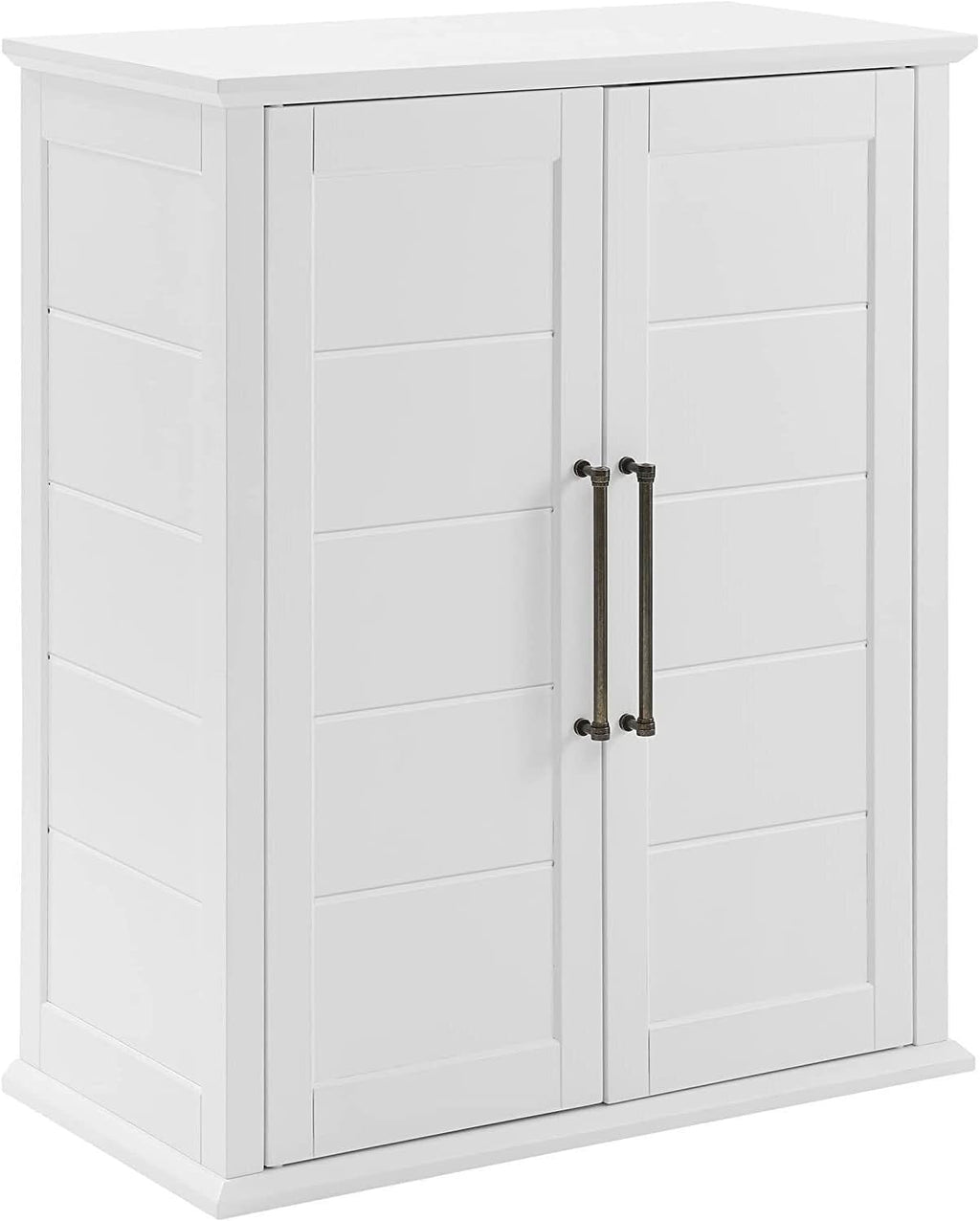 HomeStock Timeless Trends Stackable Storage Pantry White, Modern Farmhouse Design with 2 Adjustable Shelves and Oversized Hardware, 30 X 15.75 Inches