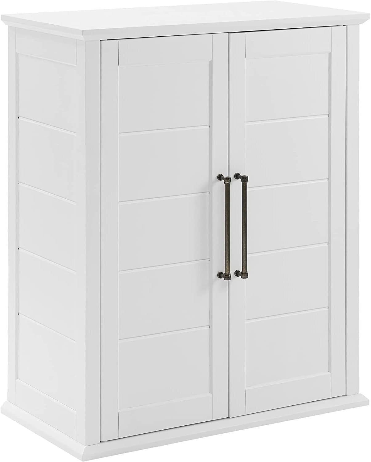 Maykoosh Antique Stackable Storage Pantry White, Two Adjustable and Removable Shelves, Magnetic Door Closure, 50.6" H x 30" W x 15.75" D