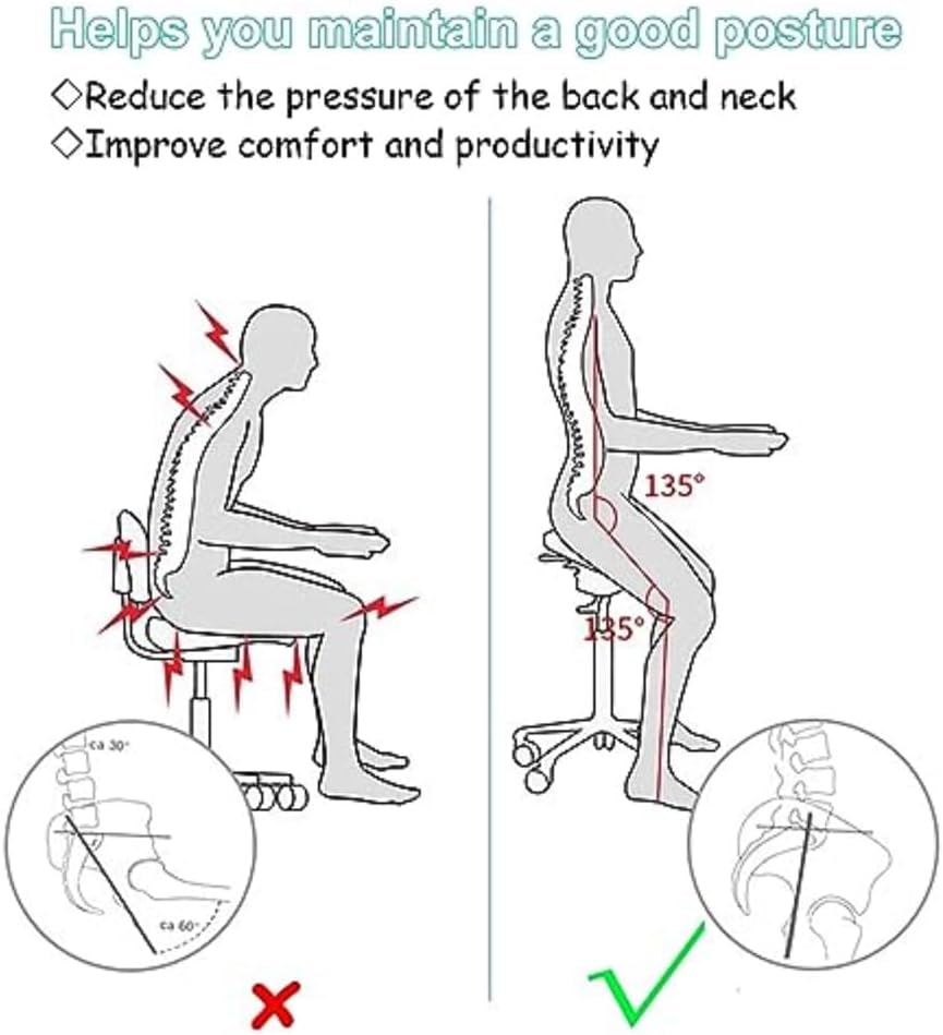 Ergonomic Kneeling Chair with Back Support - Knee Chair Ergonomic for Office w/Upholstered Fabric - Adjustable Rocking Stationary Correcting Stool, Meditation Desk Stool for Better Posture