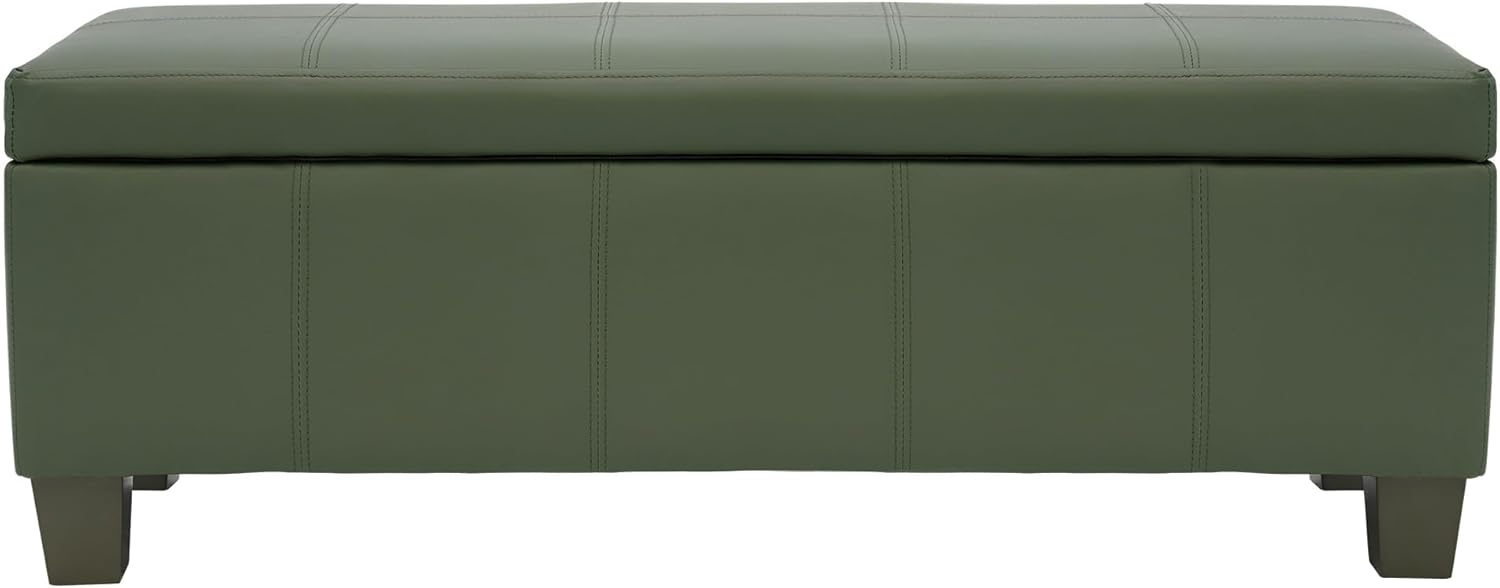 51 Inch Storage Ottoman, Storage Bench with Safety Hinge, Upholstered Synthetic Leather Ottoman Bench for Bedroom, Living Room, Entryway, Hallway, Foot Rest, Support 500lbs