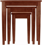 Pemberly Row 3-Piece Solid Wood Nesting Tables, Antique Walnut Finish, Stackable Design, Includes Small, Medium, Large Sizes, Transitional Style for Living Room or Home Office Use