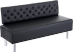 OmySalon Waiting Room Bench with Back, 58.6’’ Office Guest Chair Upholstered Reception Seating, Lobby Furniture for Beauty Salon Barbershop Airport Bank Hall Room Conference, Button Tufted, Black