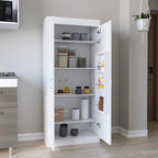 White Kitchen Pantry, Storage Cabinet with 2 Doors, Particle Board, for Dining Room, Easy to Clean