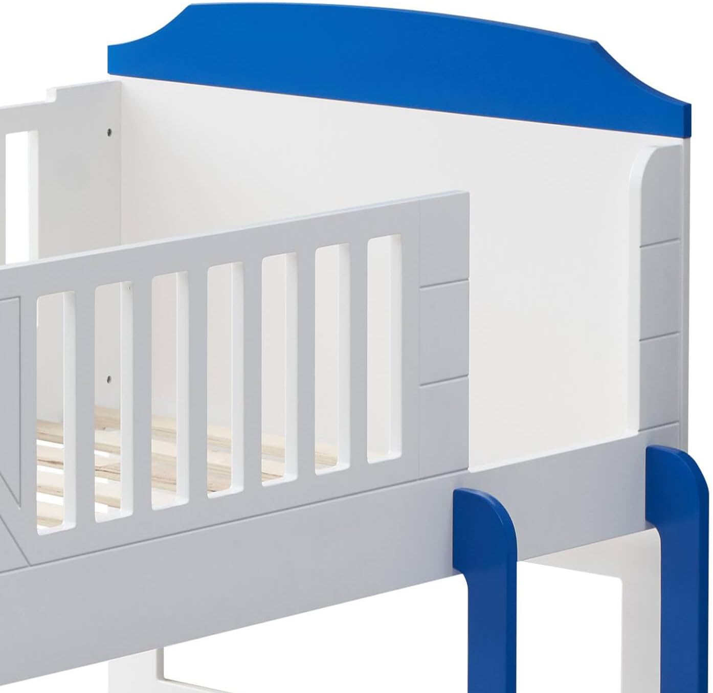 Sky Blue and White Twin,Twin Boat Shaped Bunk Bed