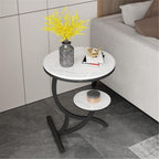Rock Slab Side Table Fashion Round Living Room Small Coffee Balcony Sofa Corner(Gray,60 * 50cm)