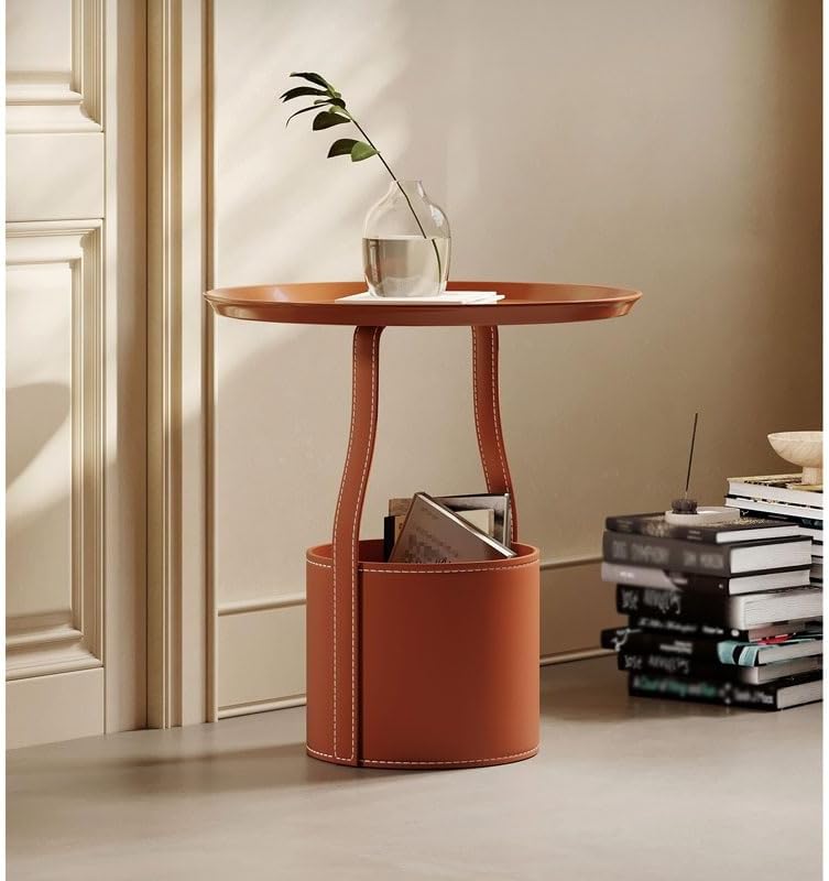 Living Room Furniture Nordic Sofa Side Table Saddle Leather Living Room Home Balcony Storage Small Round Side Tables Living Room