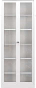 LUMISOL 72" Tall Metal Kitchen Pantry with 5 Adjustable Shelves, Kitchen Storage Cabinet with Glass Doors, Pantry Organizer with Anti-Tip Safety, for Dining Room Office Living Room, White