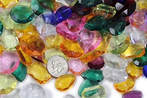 Allstarco 25x18mm Red CH17 Octagon Acrylic Pirate Treasure Gems Plastic Jewels For Party & Games, Table Scatter, Vase Fillers, Wedding Decor Gemstones Favors - 40 Pieces