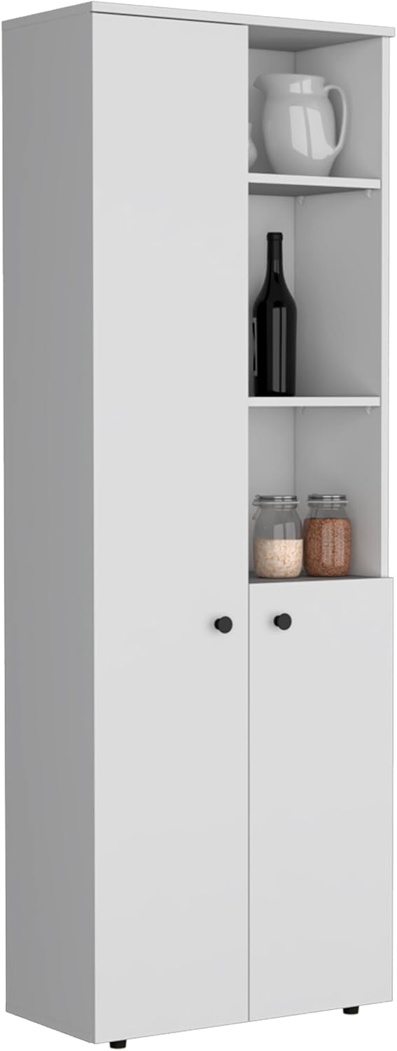 Riner 67" Tall Slim Pantry Organizer with 8 Shelves, 2 Doors & Modern Style - White