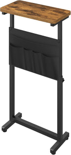 YATINEY Side Table, End Table, Small Couch Table, Sofa Table Adjustable Height, Drink Table for Living Room, Bedroom, Rustic Brown and Black ET40BR