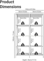 Madesa Kitchen Pantry Storage Rack with 10 Open Shelves 47" L Multiuse Modular Cabinet for Kitchen Organization - White