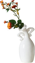 Vase with Attitude, White Ceramic Small Neck Vases, Novel and Lovely Unique Shape Vase, 7inch Modern Home Decoration Vases, Can Be Used As A Decoration for Dining Table Bookcase and Desk