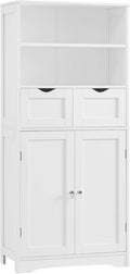 Iwell Tall Bathroom Cabinet, Storage Cabinet with Adjustable Shelves, Bathroom Storage Cabinet for Living Room, Dining Room, Entryway, White