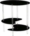 Acrylic Side Table 3 Tier Small End Table Furniture with 3 Storage Shelves NightStand Drink Desk for Couch Laundry Entryway, Black