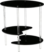 Acrylic Side Table 3 Tier Small End Table Furniture with 3 Storage Shelves NightStand Drink Desk for Couch Laundry Entryway, Black