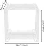 Square Geometry Retro Side Table, 11.8in Iron Multi-Purpose Side Table Square Cage End Tables Industrial Night Stand for Living Room Bedroom, Load Capacity 264.55lb (White, 11.8×11.8×11.8in)