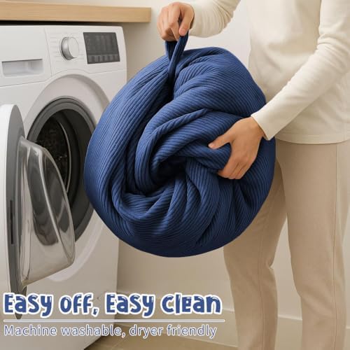 Bean Bag Chair Cover (No Filler) for Kids and Adults,Beanbag Stuffed Animal Storage Without Filling Plush Toys Holder and Organizer Soft Premium Corduroy 200L (Dark Blue)