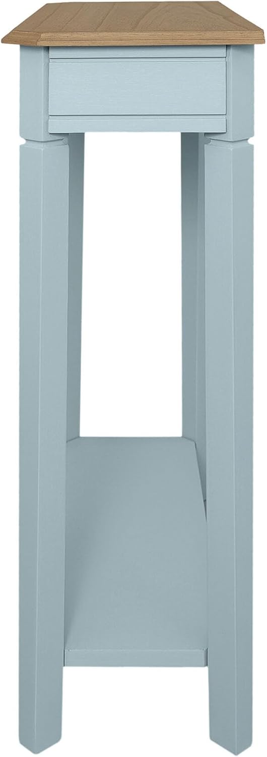 East at Main Console Table – 23.75” Wide Narrow Powder Blue Entryway Table with Storage & Shelf – Two Tone French Country Accent Table for Hallways, Foyers, Living Rooms and Small Spaces – Handcrafted