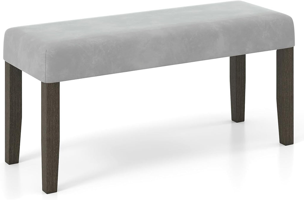 Giantex 42" Upholstered Dining Bench with Velvet Padded Seat, Rubber Wood Legs, 800 Lbs Capacity, Entryway Bench for Bedroom End of Bed, Dining Room, Hallway, Living Room, Kitchen (Grey, 1-Pack)