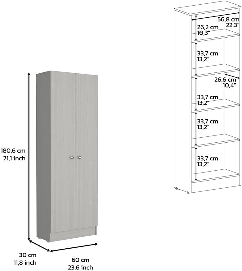 Farmhouse Multistorage Cabinet, Storage Locker with Two Doors and Five Internal Shelves,for Kitchen Home