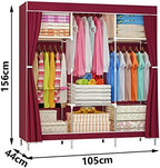 Wardrobe Canvas Wardrobe Fabric Wardrobe Foldable Clothes Closet Storage Organizer with Hanging Rail,Wardrobe Shelves for Bedroom,Purple-105x46x156cm