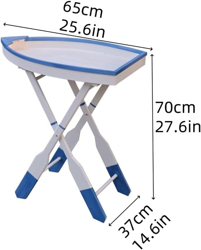 Wooden Ship Shape Side Table, Small Tables for Small Spaces, End Table for Living Room, Bedroom, Balcony, Modern Creative Side Table, Foldable Accent Table with Oar Legs