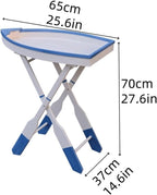 Wooden Ship Shape Side Table, Small Tables for Small Spaces, End Table for Living Room, Bedroom, Balcony, Modern Creative Side Table, Foldable Accent Table with Oar Legs