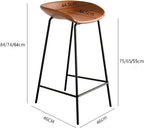 Bar Chairs Low Back-75cm Counter Height Barstools Metal High Barstool-Curved with Stitching Padded Cushion seat,Vintage Industrial(Gray,75cm)