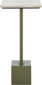 SAFAVIEH Couture Collection - Albertelli Olive Green Iron Accent Table, Compact Drink Table, Marble Top Pedestal Design (SFV6807A)