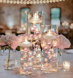 100 Floating Light Pink Pearls with Pink Sparkling Gems- Large Sizes- Fills 2 Gallons for Your Vases- with Pre-Measured Prep Bags for Best Results!