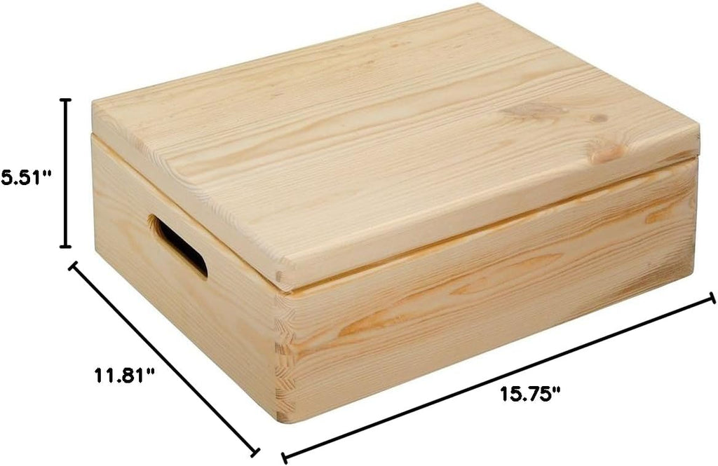 Kesper 15.75" x 11.81" x 5.51" Pinewood Storage Box with Lid