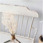 Outdoor Bench, Rustic Shabby White Outdoor Bench with Backrest, 47.2" Retro Iron Garden Bench, 2 People Leisure Seats for Park Patio Yard Porth Garden Bench