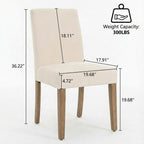 YOUNIKE Upholstered Fabric Dining Chairs Set of 2 High Back Mid-Century Modern Kitchen Dining Chairs with 4.7" Padded Cushion Solid Wood Legs Armless Design for Dining/Waiting Room Bedroom Beige