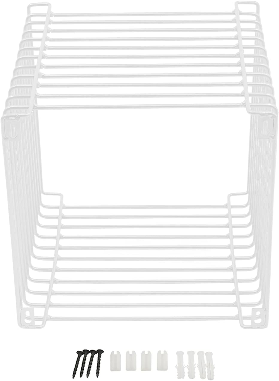 Square Geometry Retro Side Table, 11.8in Iron Multi-Purpose Side Table Square Cage End Tables Industrial Night Stand for Living Room Bedroom, Load Capacity 264.55lb (White, 11.8×11.8×11.8in)