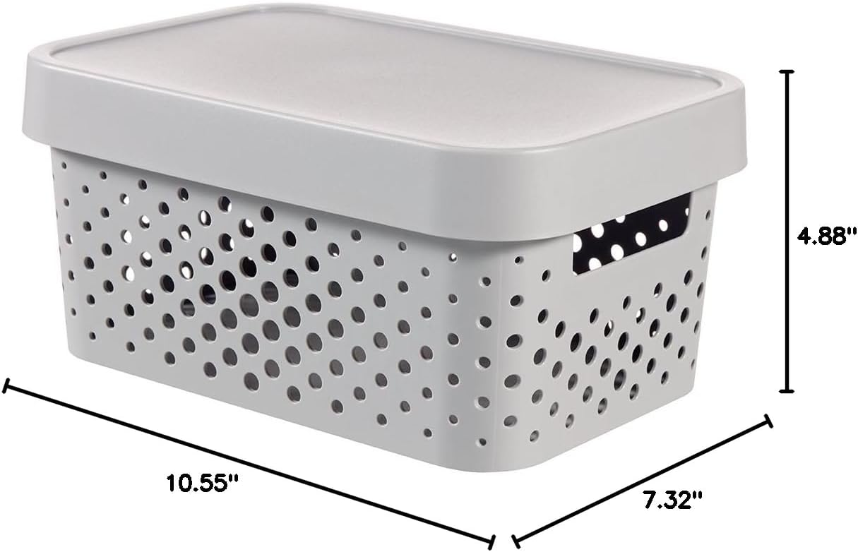 Curver 04760-099-00 Infinity Storage Box Infinity Gepunktet 10,55x7,32x4,88in in Light Grey
