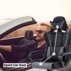 Grey Gaming Chair | Ergonomic High Back Desk Chair Racing Style with Lumbar Support, Headrest & Arms - Heavy Duty Swivel Computer Chair for Office